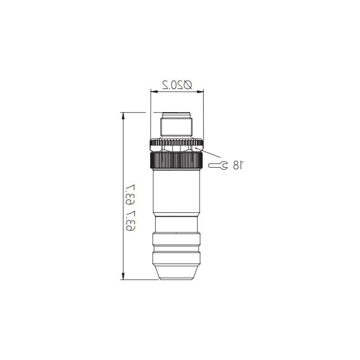 M12 8Pin、公头直型、螺钉连接、金属屏蔽、64F621 